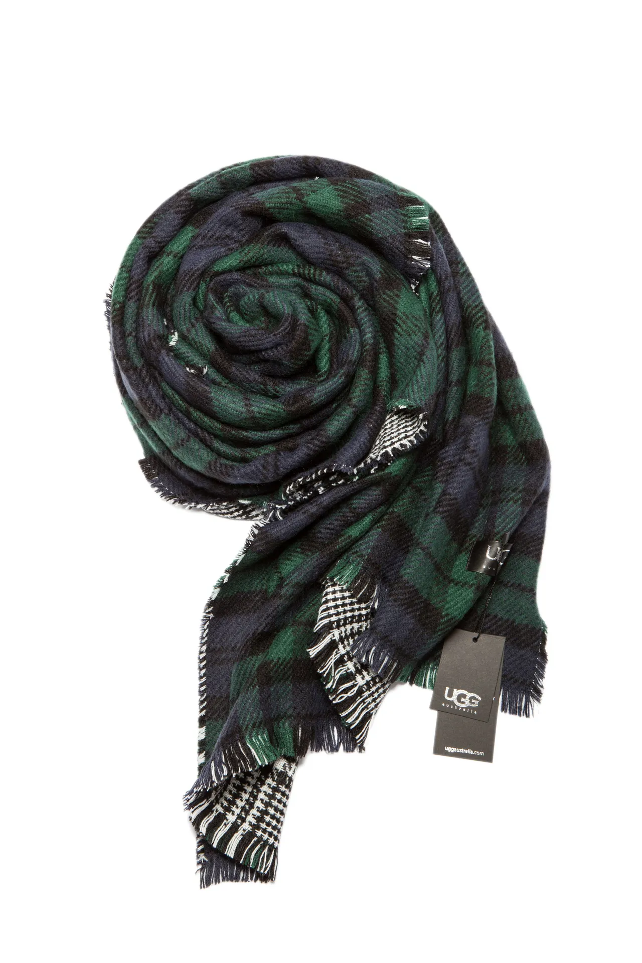 Green Black Plaid Pattern Wool-Like Texture Scarve