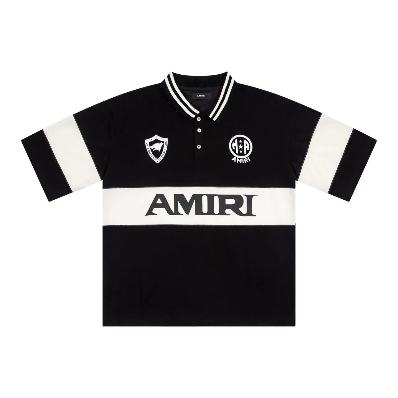 Amiri Color-Blocked Football-Inspired Logo Polo Shirt