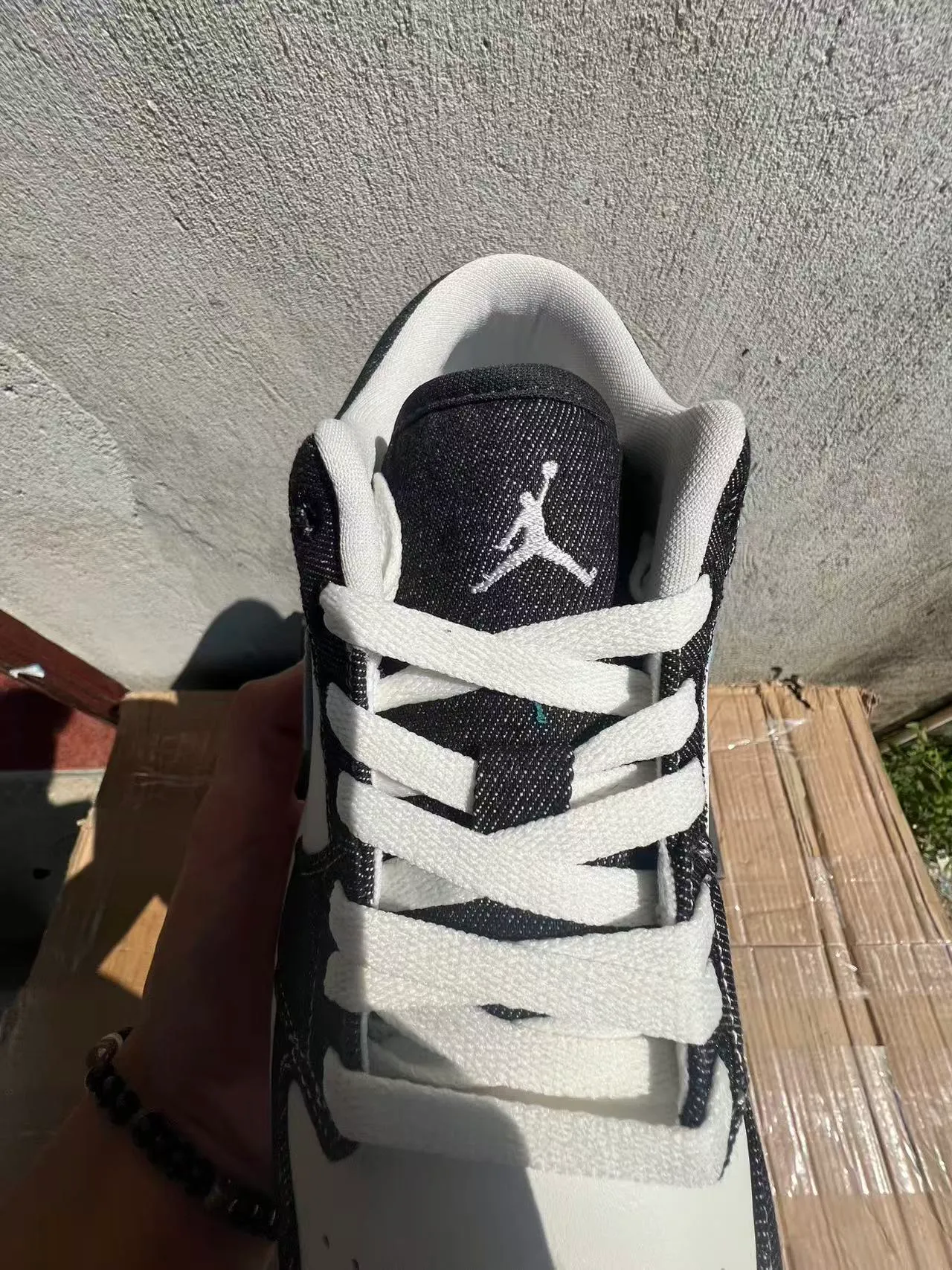Nike Air Jordan 1 Low Denim and Leather Lifestyle Sneakers