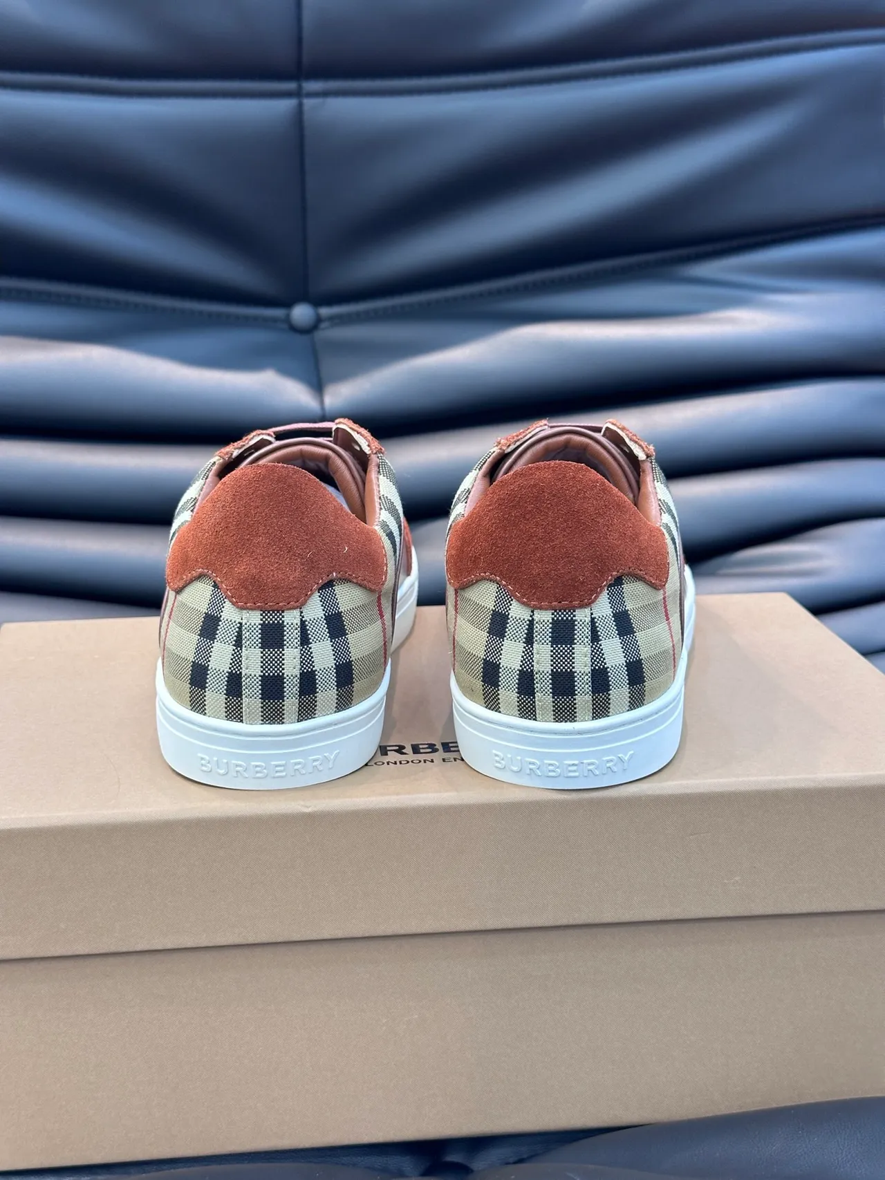 Burberry Brown Beige Low-Top Leather-Suede Hybrid Lifestyle Sneakers
