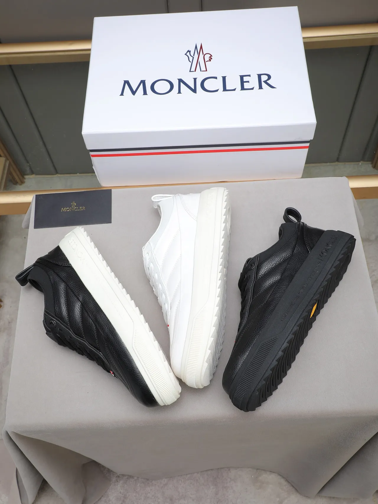 Moncler White Leather Platform Sneaker
