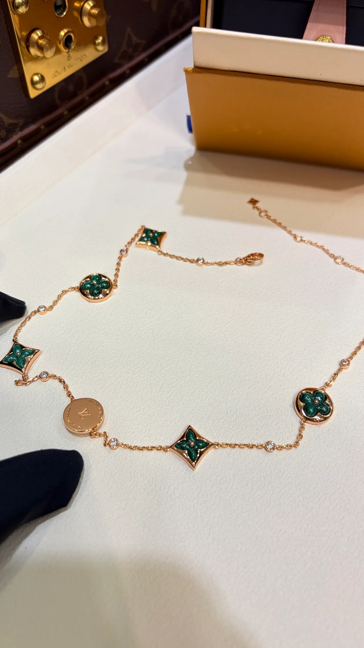 Louis Vuitton Contemplation Green Enamel and Diamond Necklace