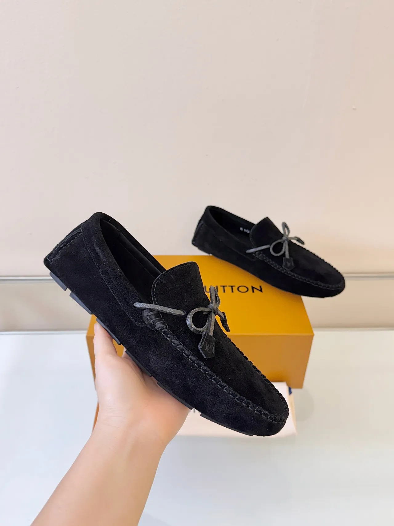 Louis Vuitton Black Suede Bow Loafer