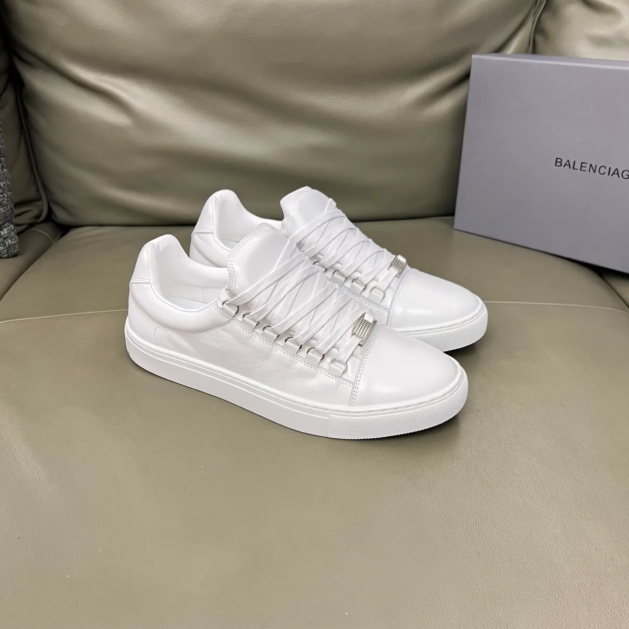 Balenciaga Le City White Smooth Leather Lifestyle Sneakers