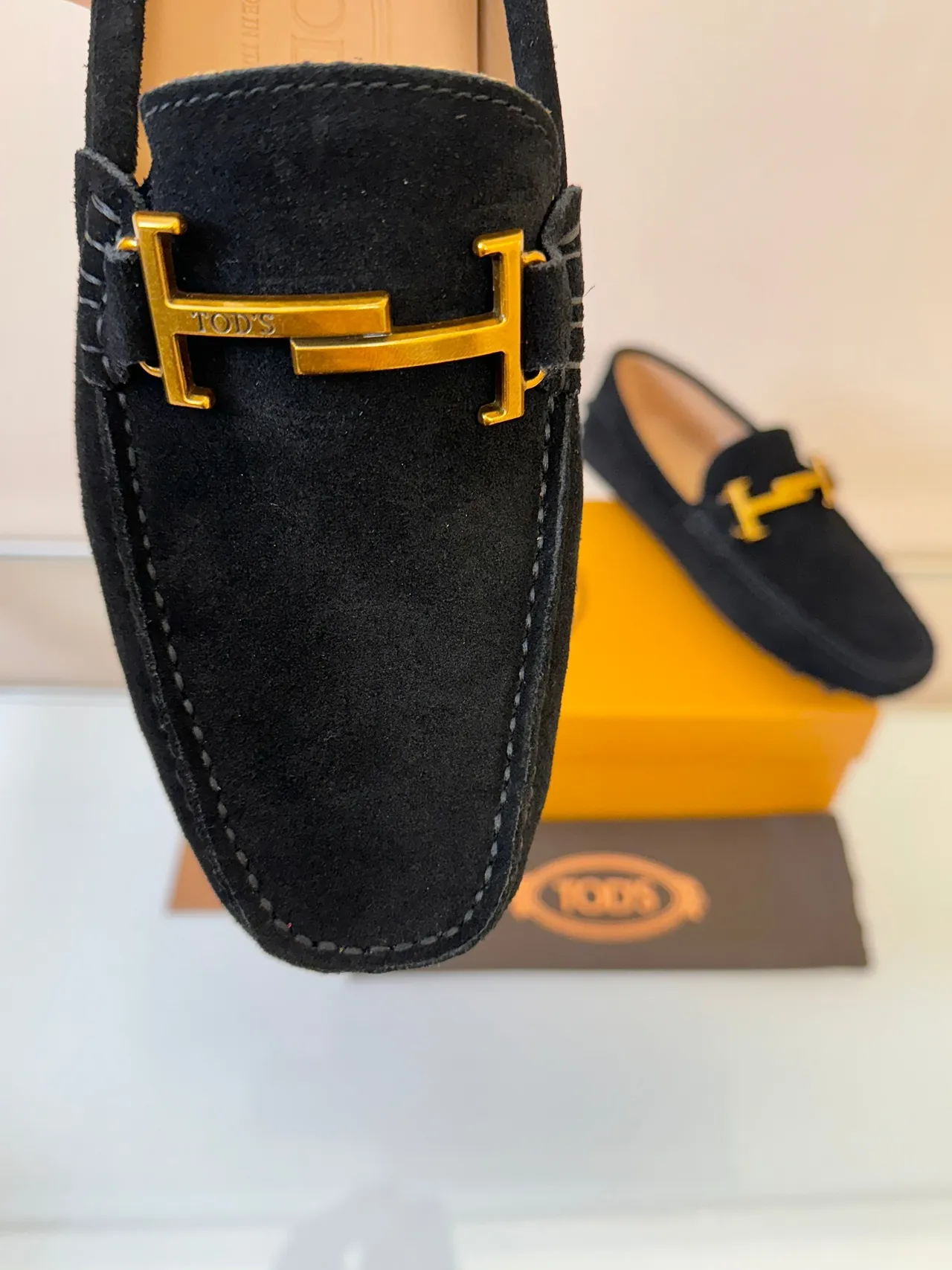 Tod's Gommino Loafer Black Suede Gold Bit Loafers