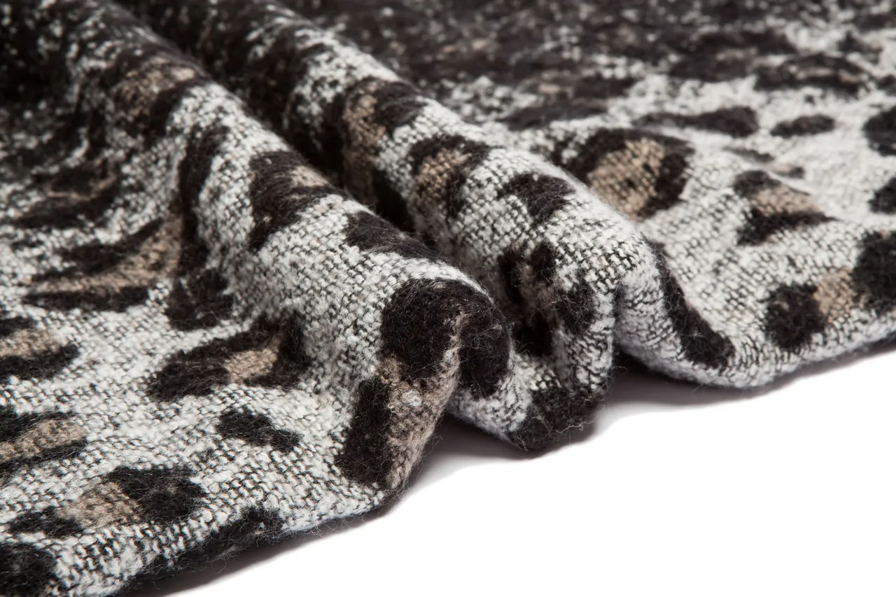 Gray Black Leopard-Print Woven Scarve