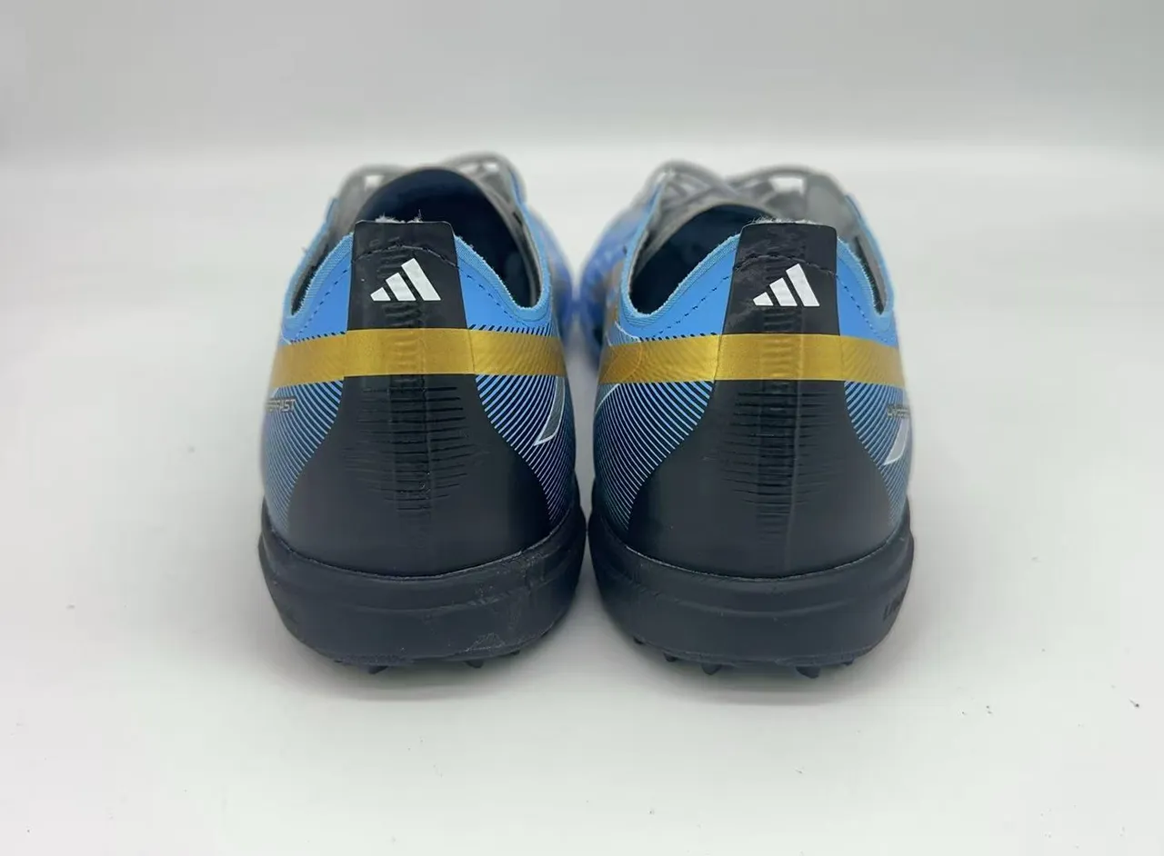 Adidas F50 Silver Blue Metallic Upper Gradient Turf Soccer Shoes