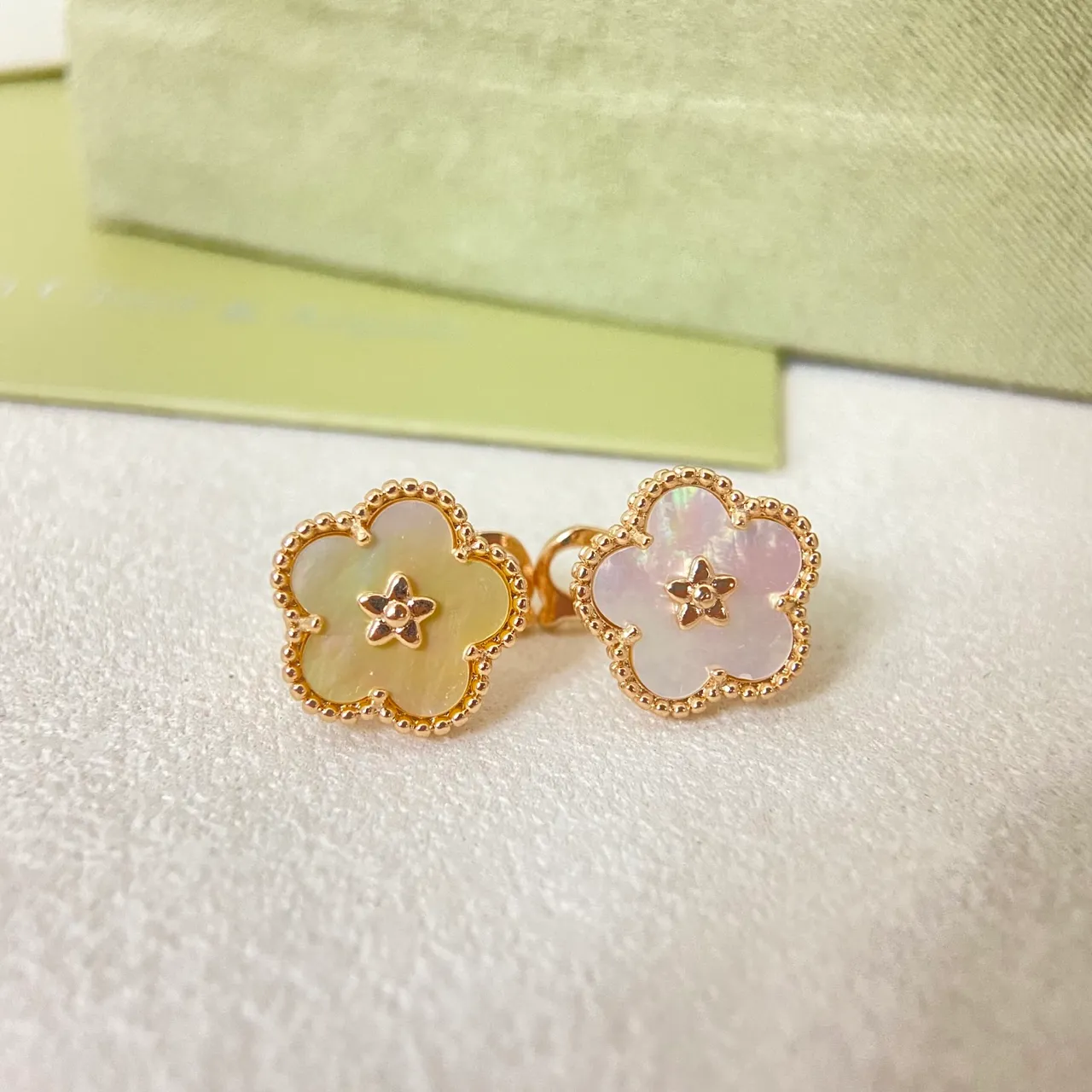 Van Cleef & Arpels Alhambra Mother-of-Pearl and Gold Flower Earrings