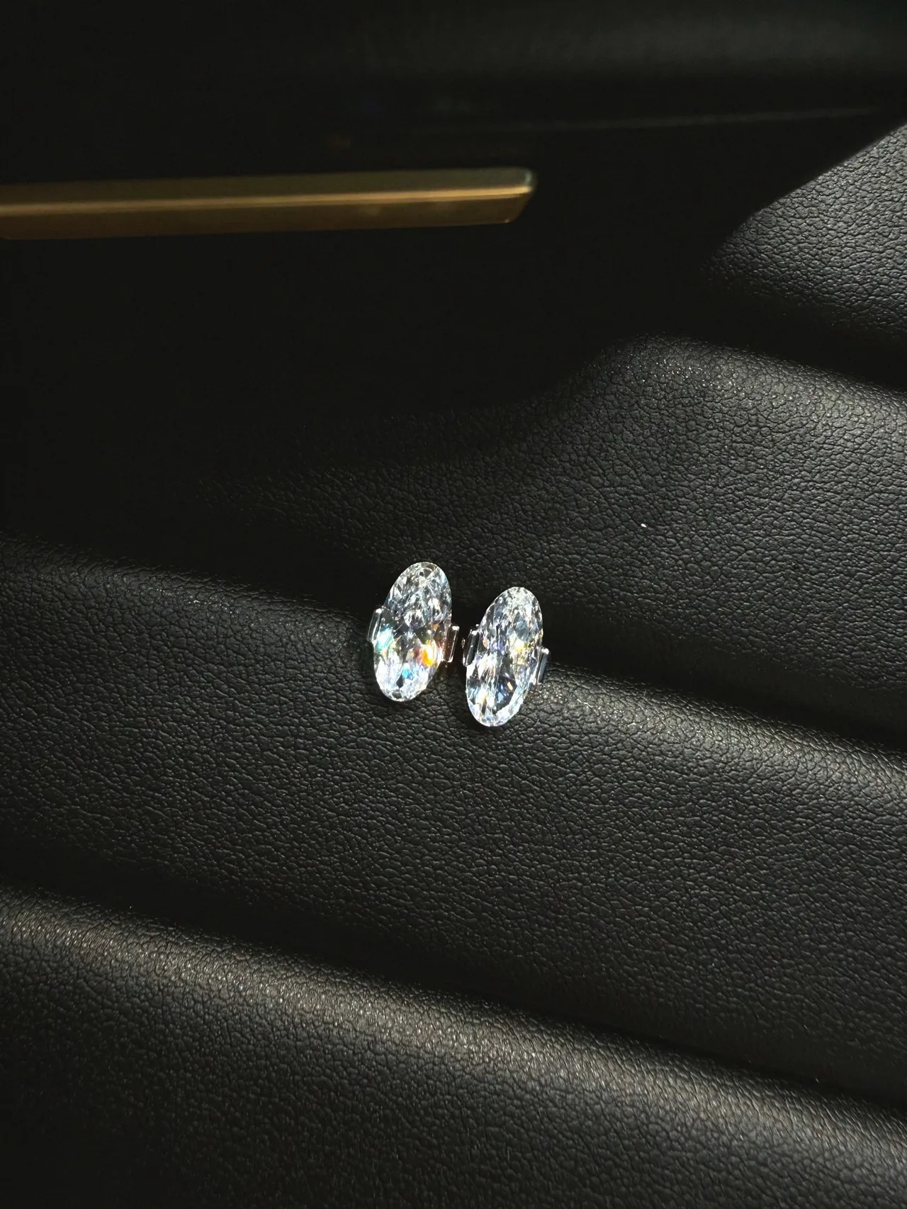 Oval Faceted Crystal Stud Earrings
