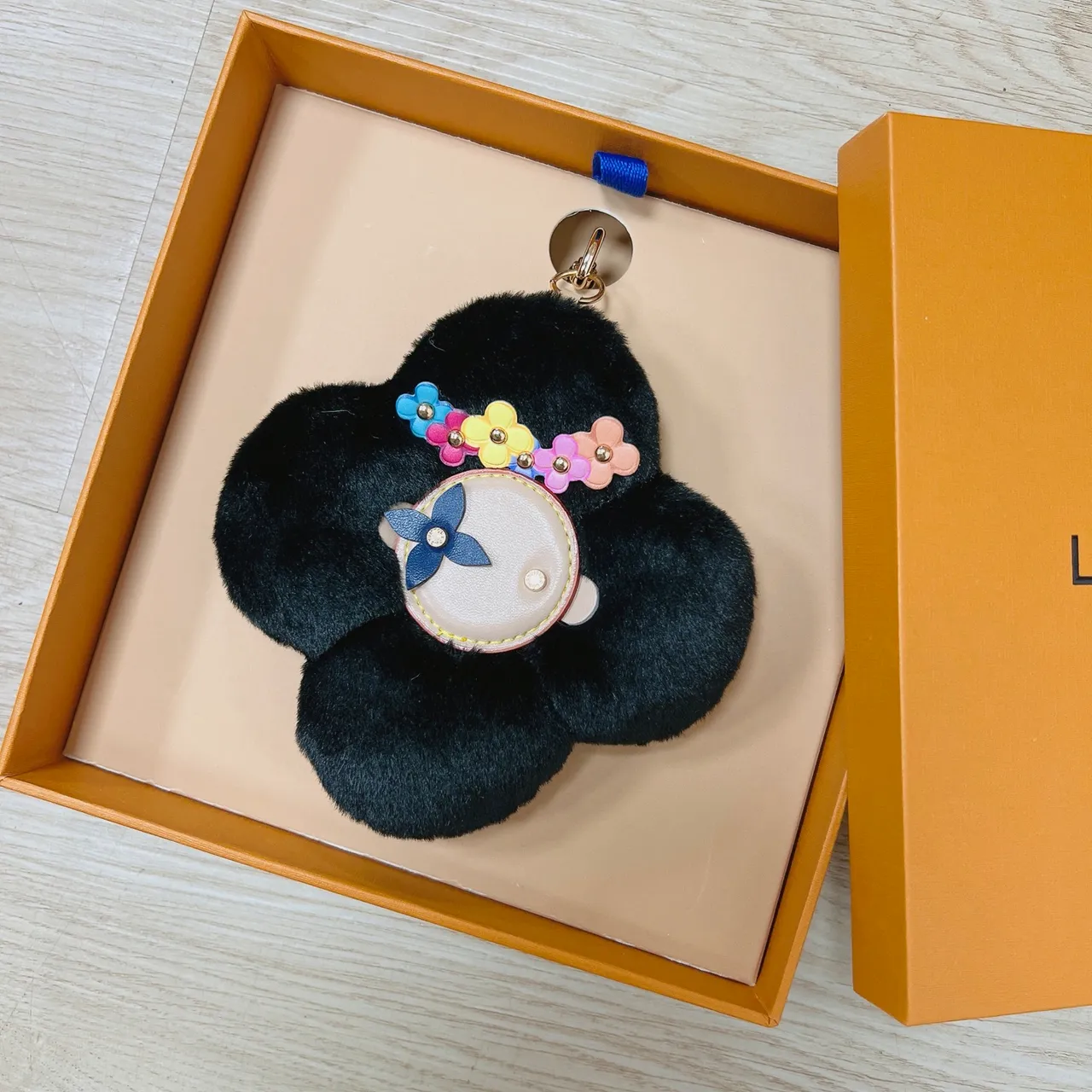 Louis Vuitton Purple Multicolor Flower-Shaped Plush Fur Handbag