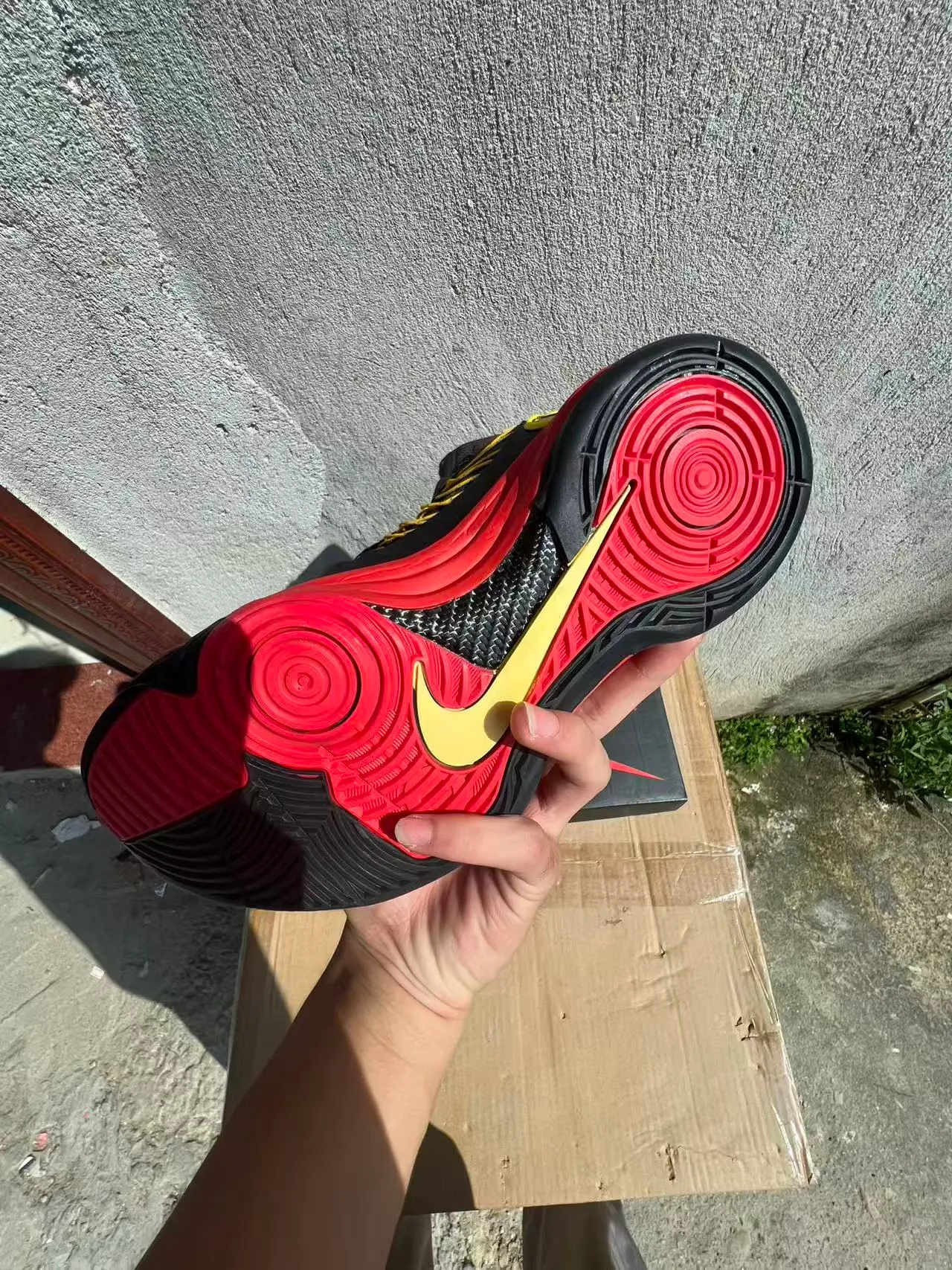Nike Black Red High-Top Mesh-and-Synthetic Upper Basketball Shoes