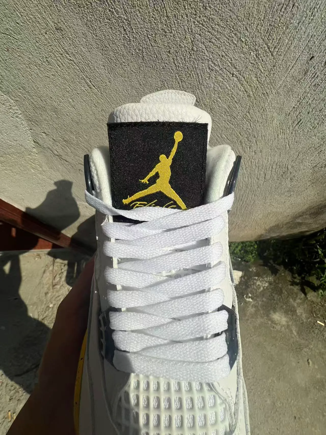 Air Jordan 4 White Black Yellow Speckle Basketball Shoes