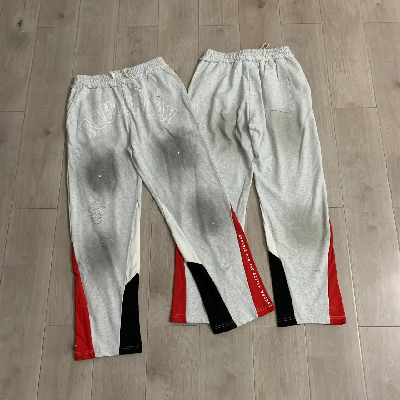 Roughplay Distressed Color-Blocked Sweatpants