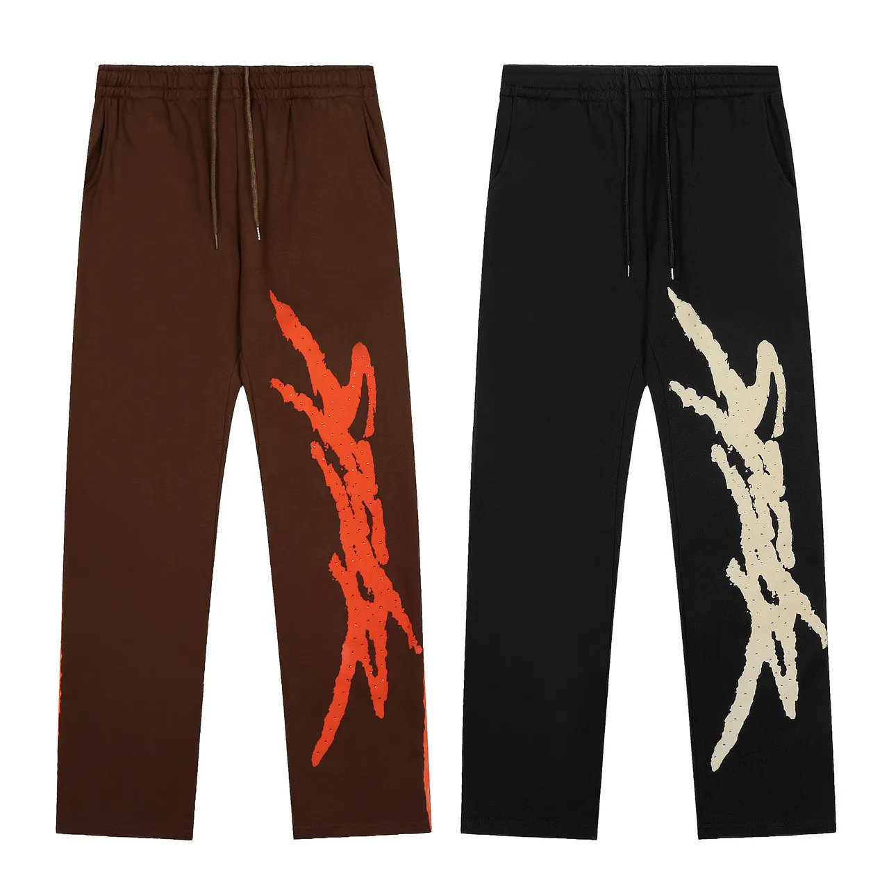 Brown or Black Graphic-Print Oversized Hoodie and Sweatpants Tracksuit