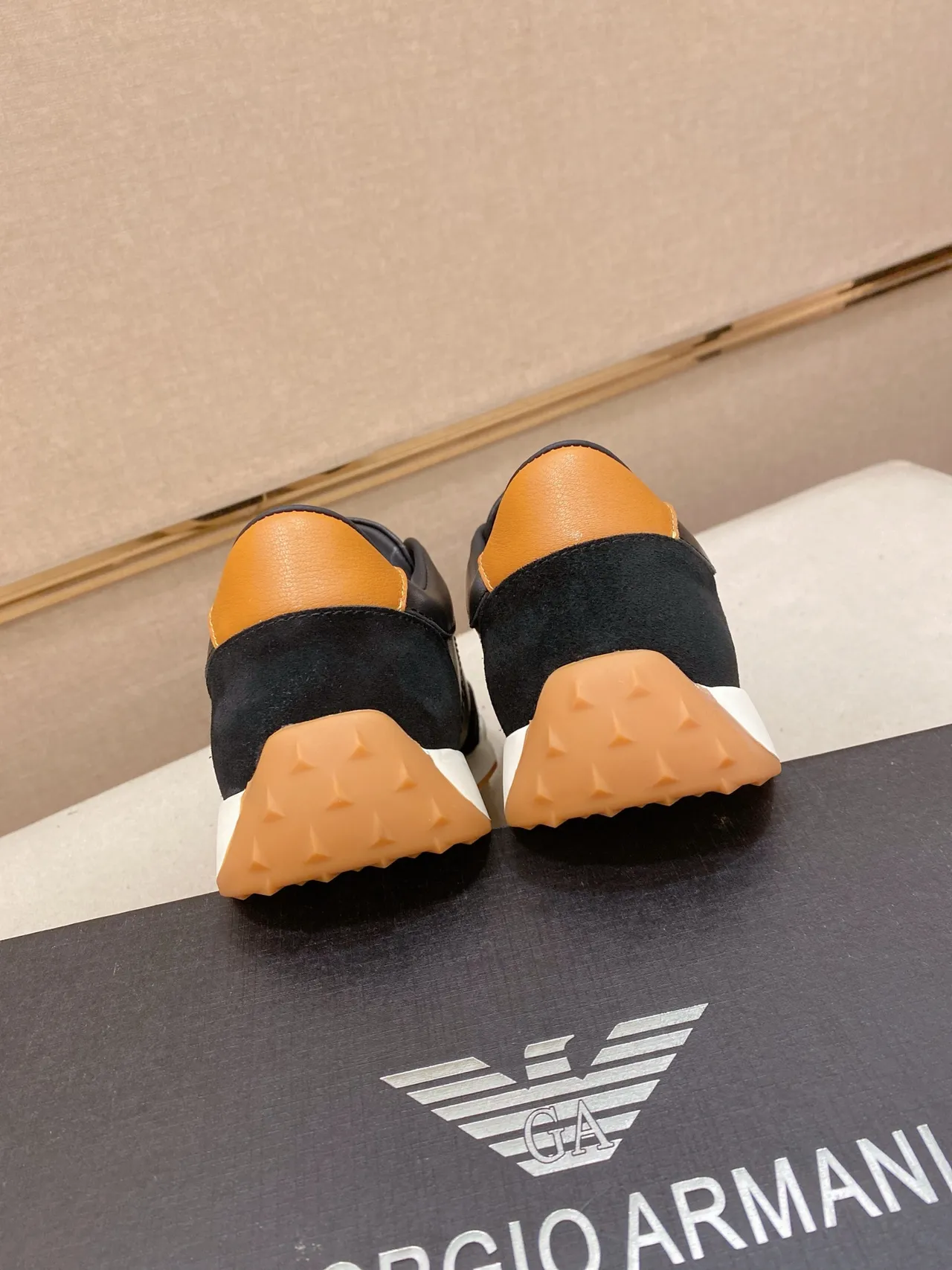 Emporio Armani Black White Panelled Leather And Suede Upper Eagle Logo Detail Lifestyle Sneakers