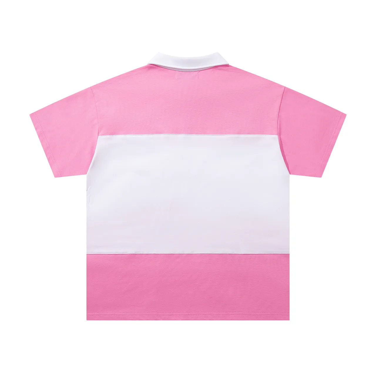 Champion Pink and White Color-Block Embroidered Polo Shirt