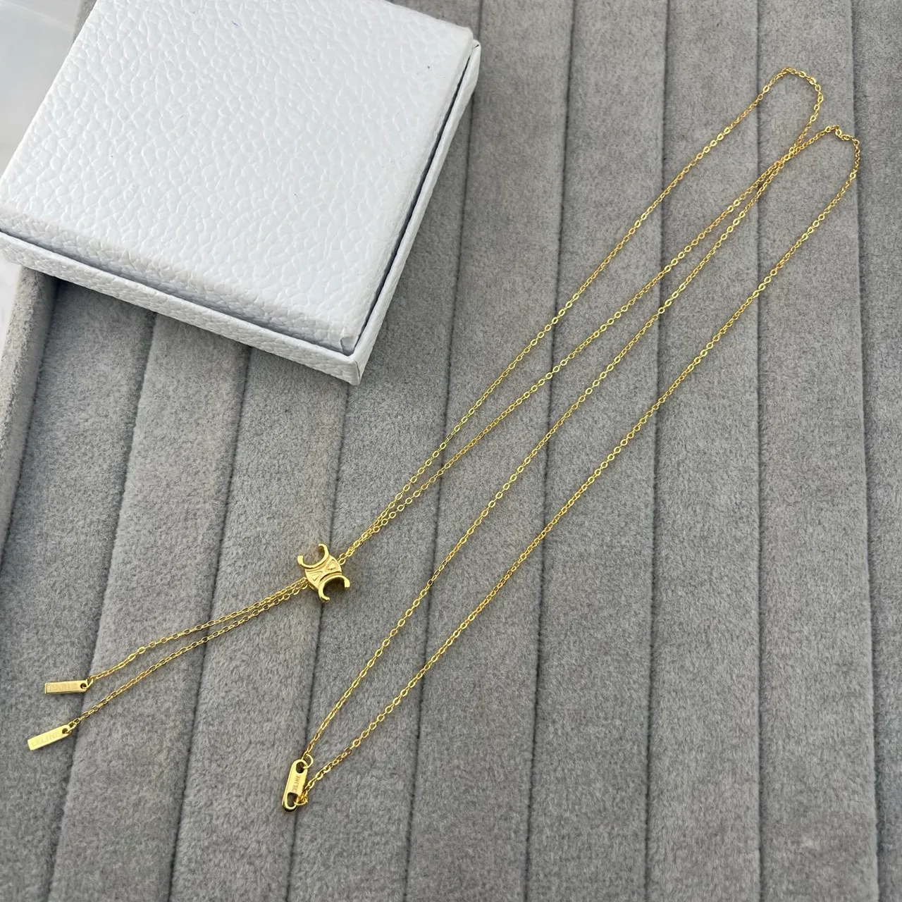 Celine Triomphe Gold-Tone Layered Chain Necklace