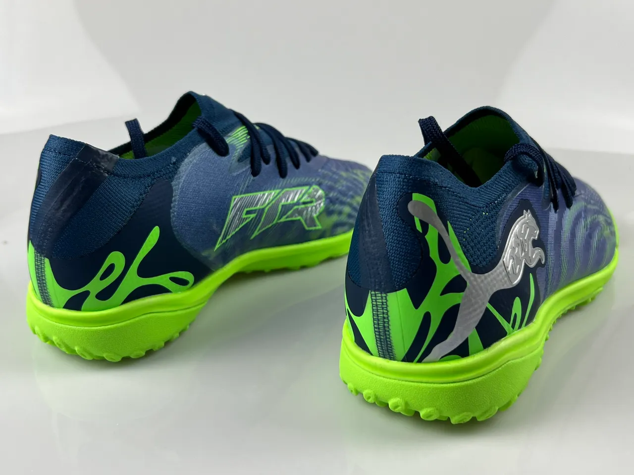 Puma Future Z Navy Green Knit Upper Asymmetrical Lacing Turf Soccer Shoes