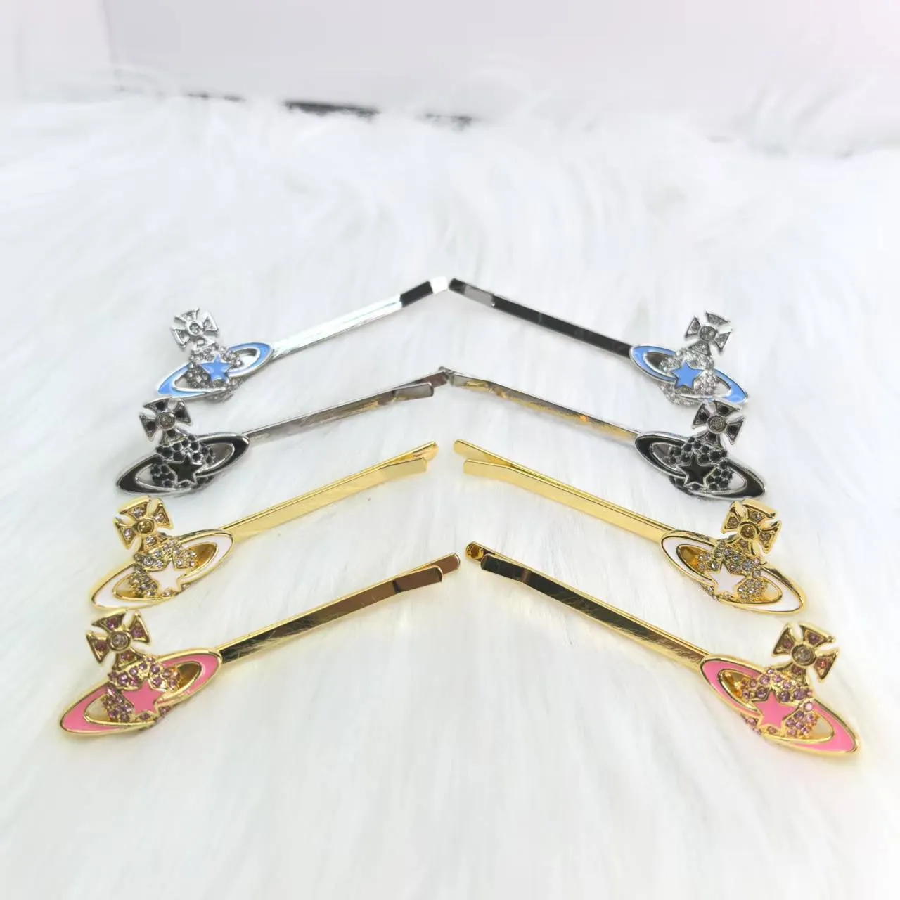 Vivienne Westwood Orb Gold Pink Logo Enamel Detailing Brooch