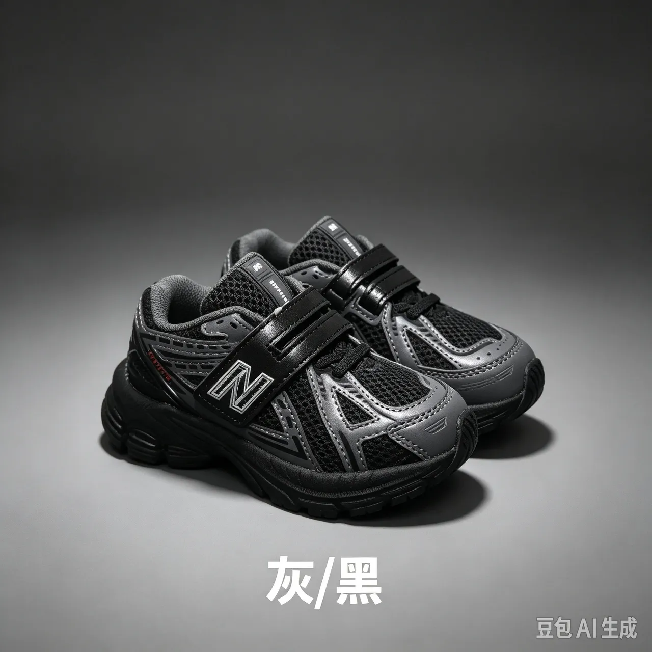 New Balance Gray Blue Retro Runner Velcro Strap Closure Chunky Sneakers