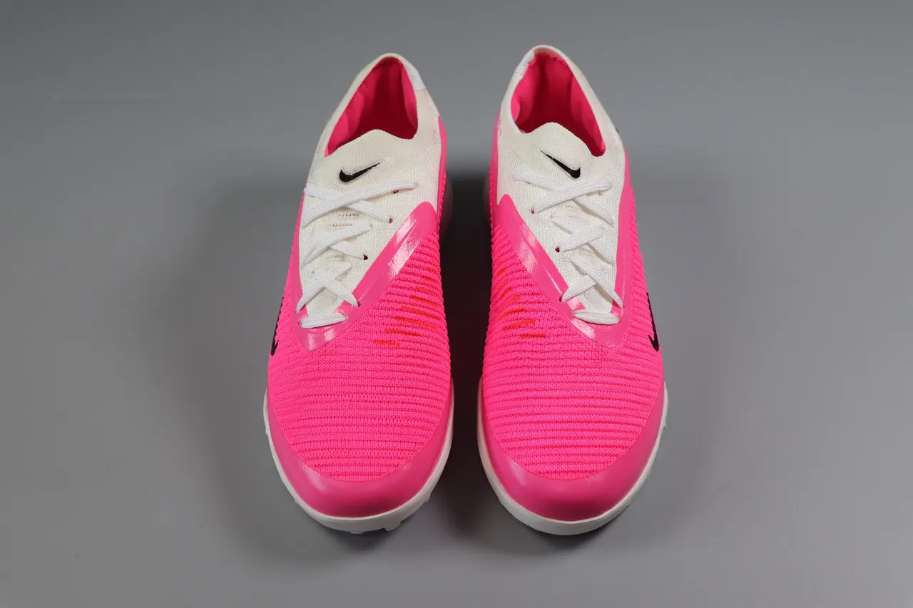 Nike Pink Green Low-Cut Synthetic Overlay Cage Artificial-Grass Soccer Shoes