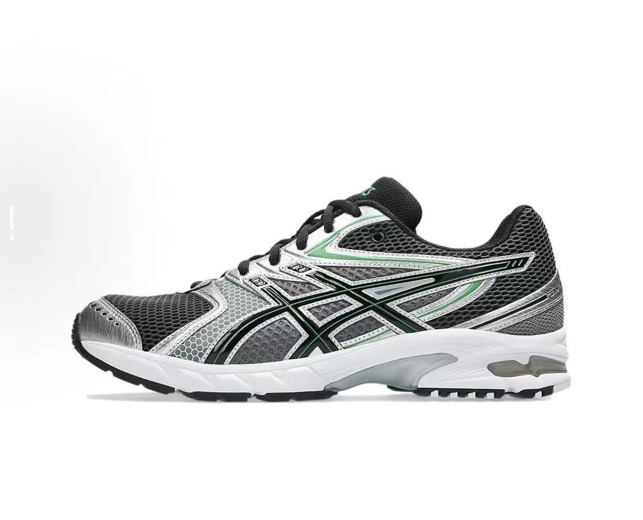 ASICS Black Green Mesh Upper Synthetic Overlays Running Shoes