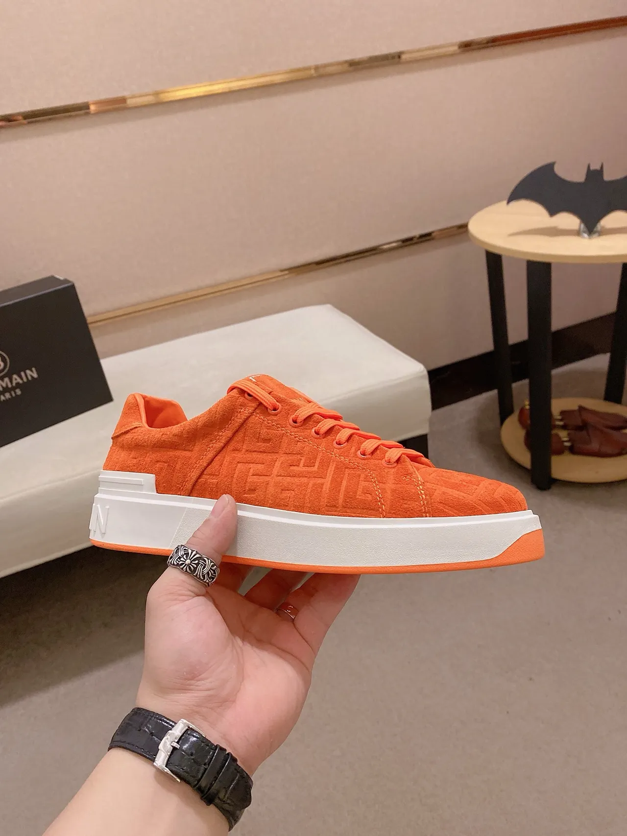 Balenciaga Le City Orange Embossed Platform Lifestyle Sneakers