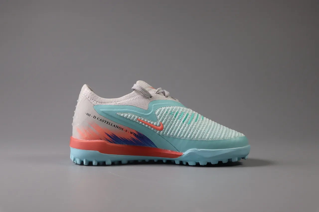 Nike Pink Green Low-Cut Synthetic Overlay Cage Artificial-Grass Soccer Shoes