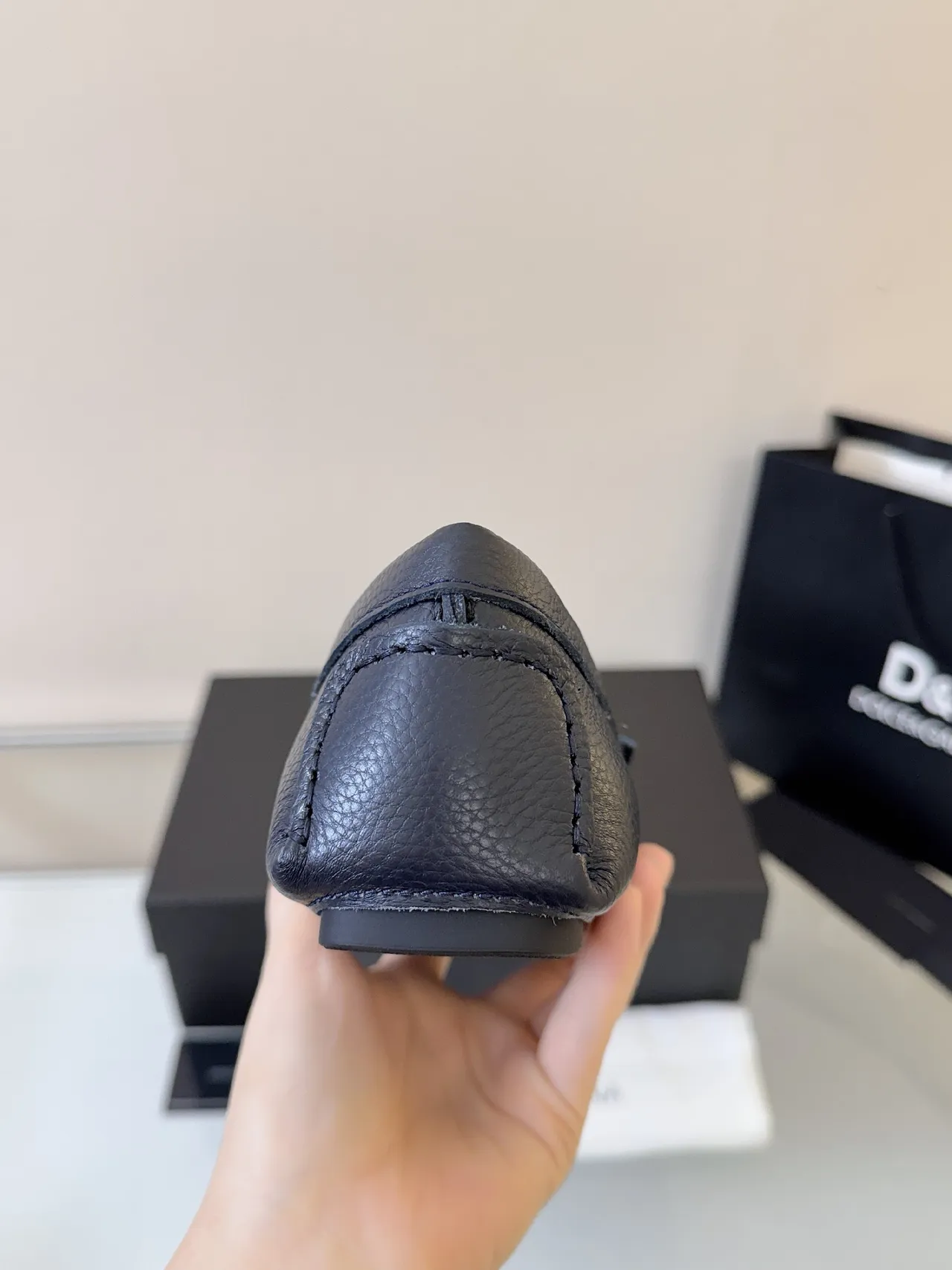 Dolce & Gabbana Portofino Navy Blue Embossed Leather Loafer