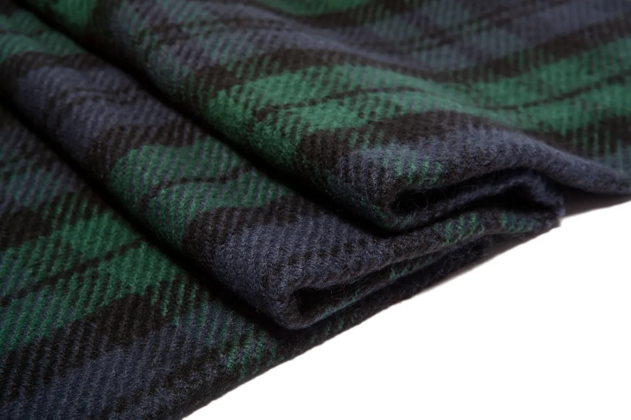 Green Black Plaid Pattern Wool-Like Texture Scarve