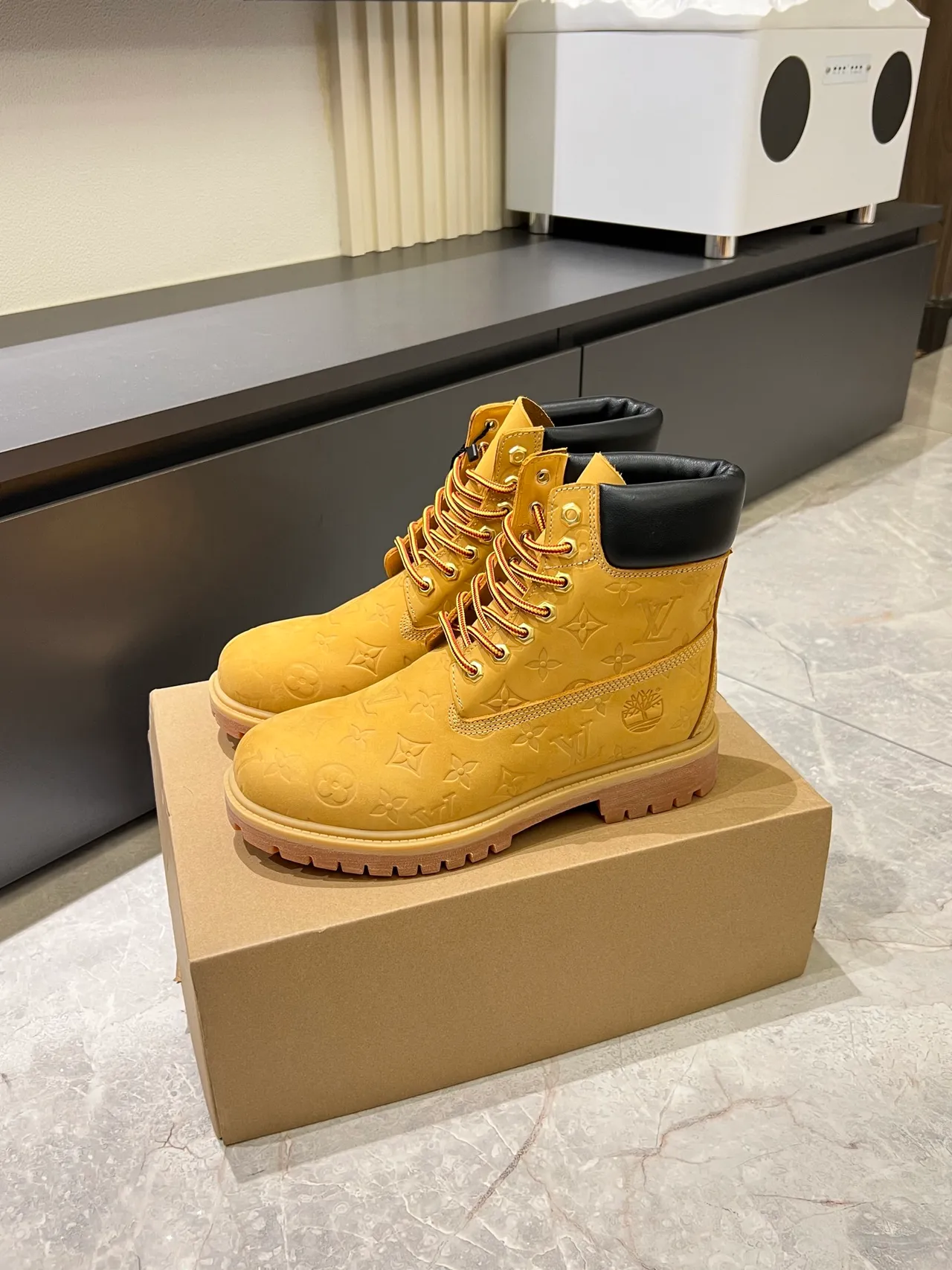 Timberland Premium 6-Inch Embossed Monogram Wheat Work Boots
