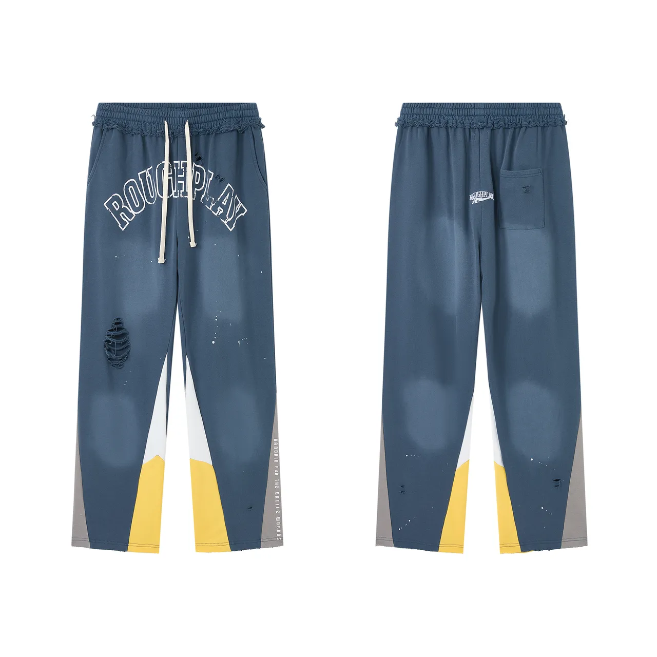Roughplay Distressed Color-Blocked Sweatpants
