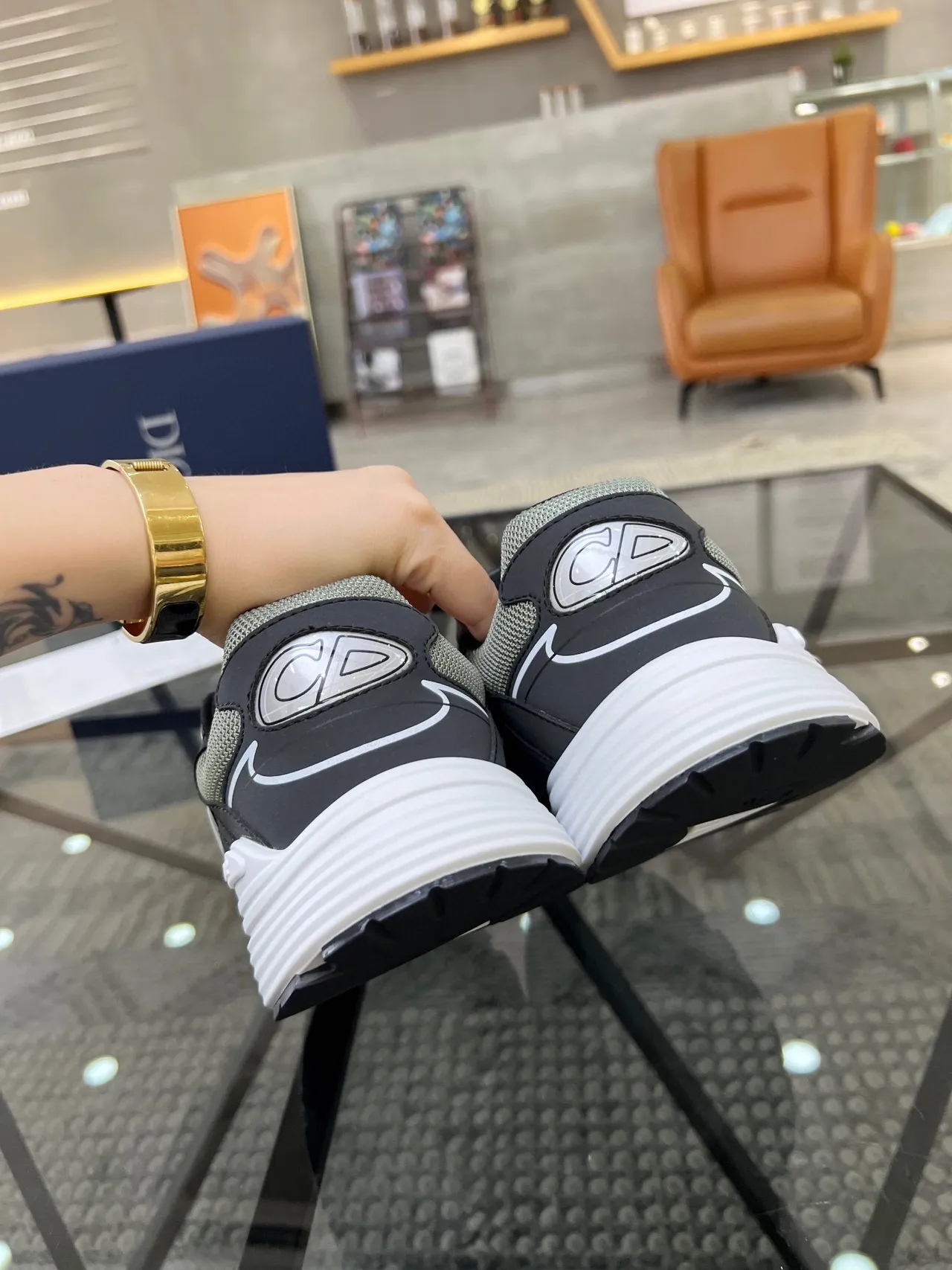 Dior B27 Black Gray White Chunky Sneakers