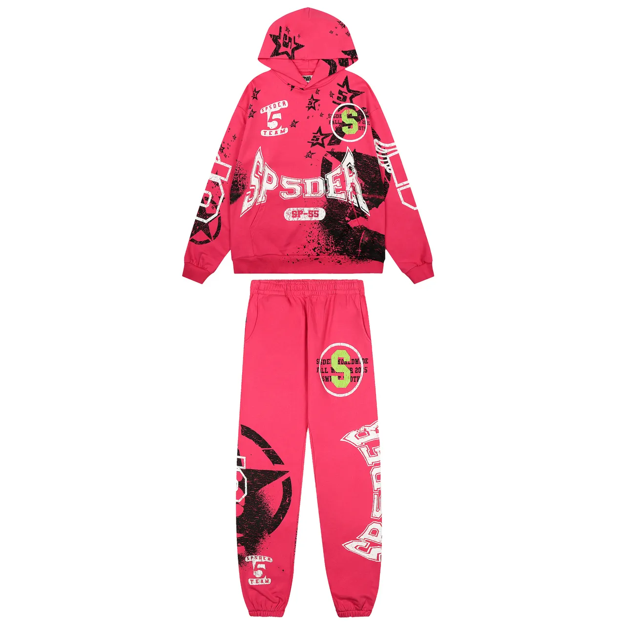 Sp5der SP-55 Graphic Print Pink Tracksuit