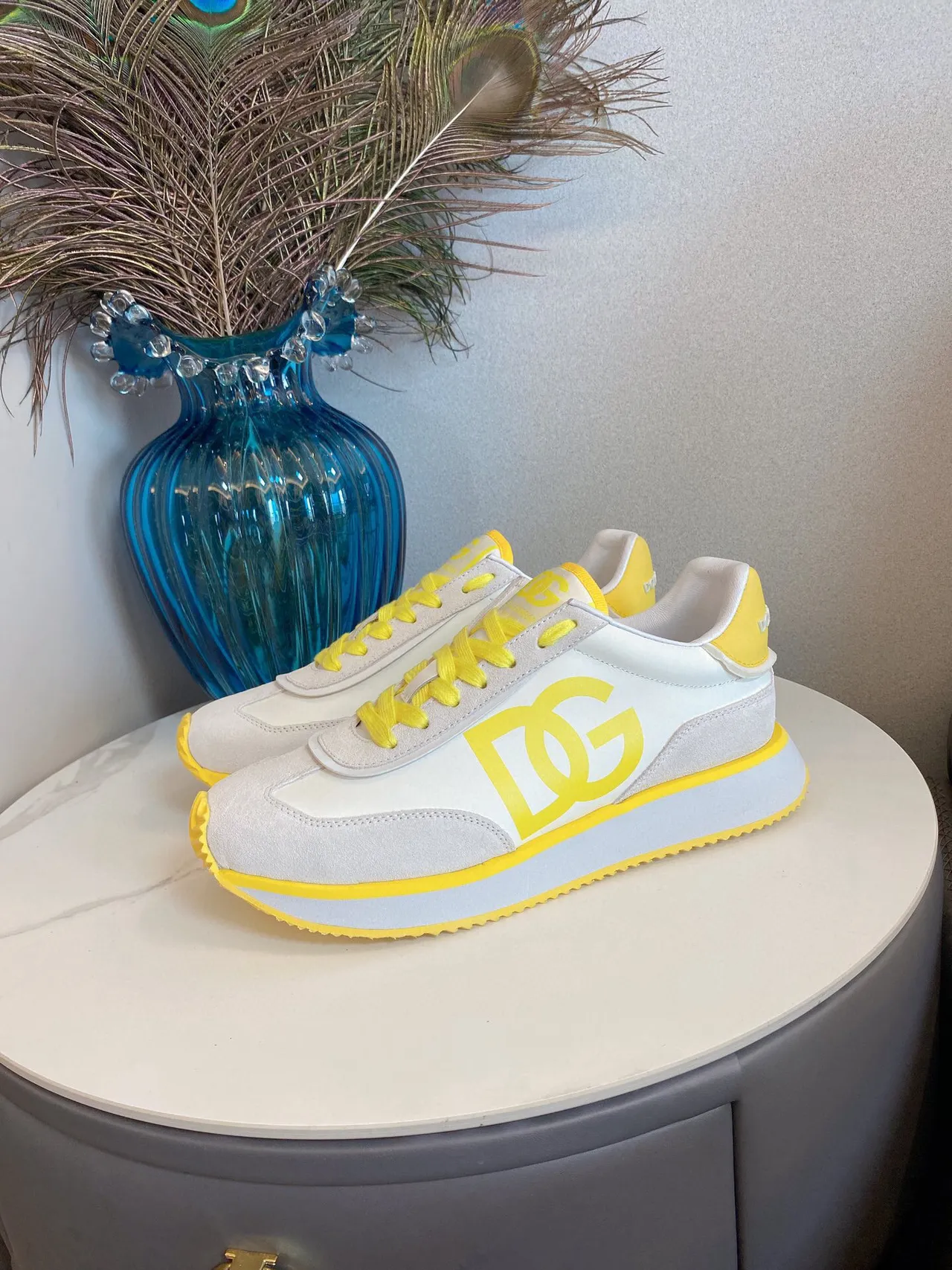DC Shoes Pure Beige Yellow Low-Top Logo-Accented Sneakers