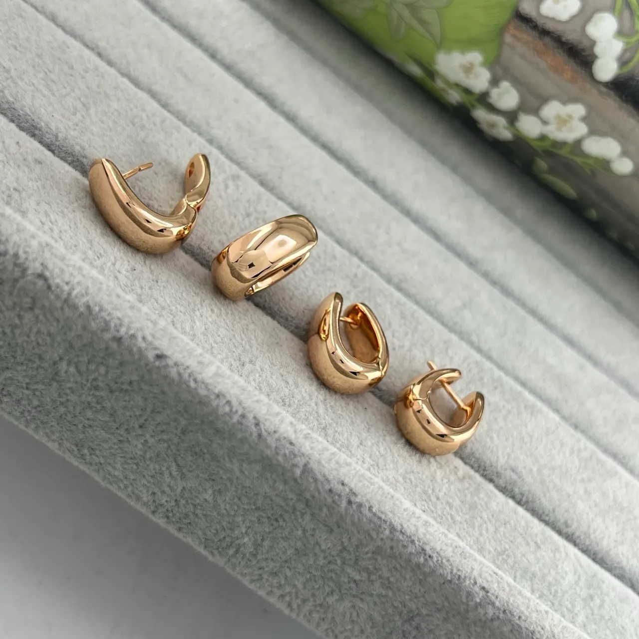 Polished Gold-Tone Huggie Hoop Earrings