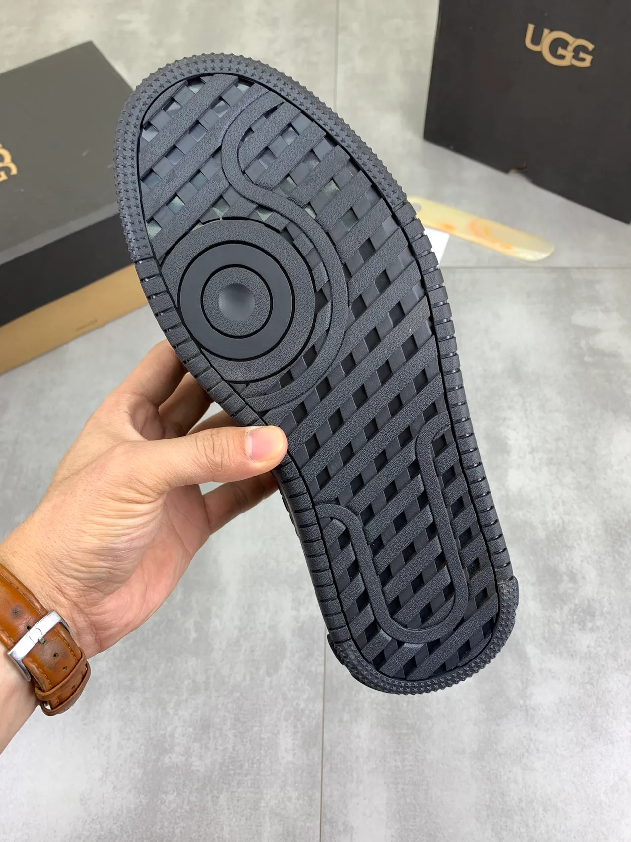 UGG Tasman Black Beige Suede Upper Platform Sole Lifestyle Sneakers