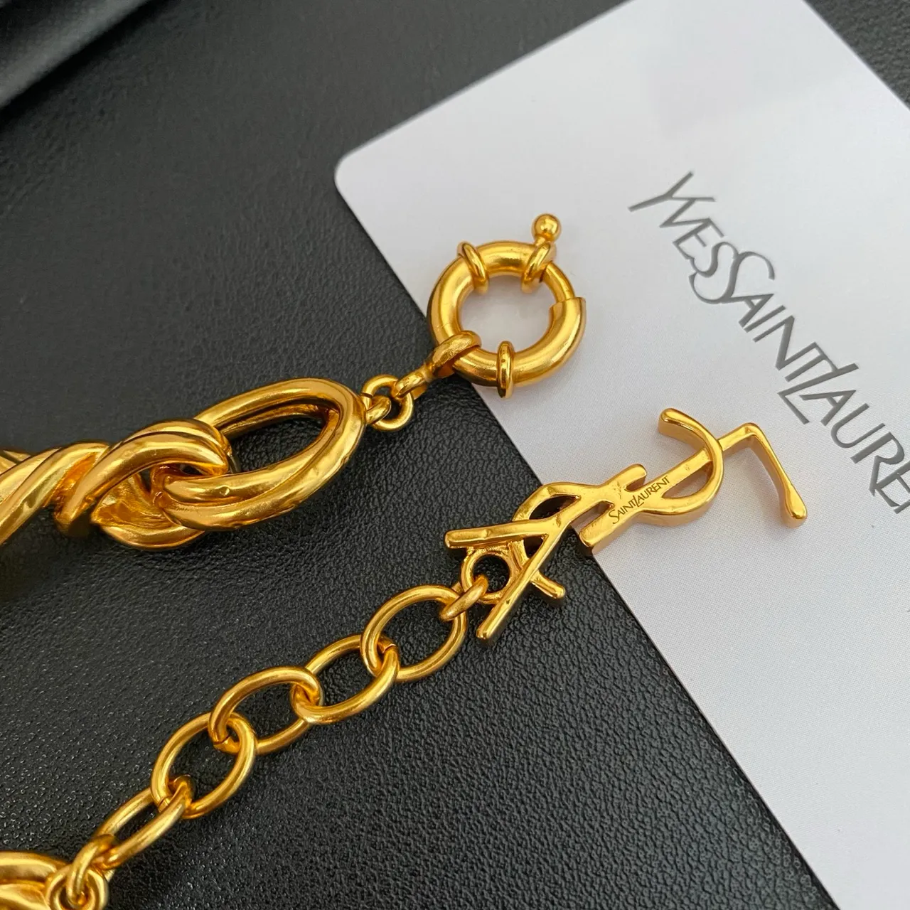 Saint Laurent Gold Twisted-Link Chain Polished Bracelet