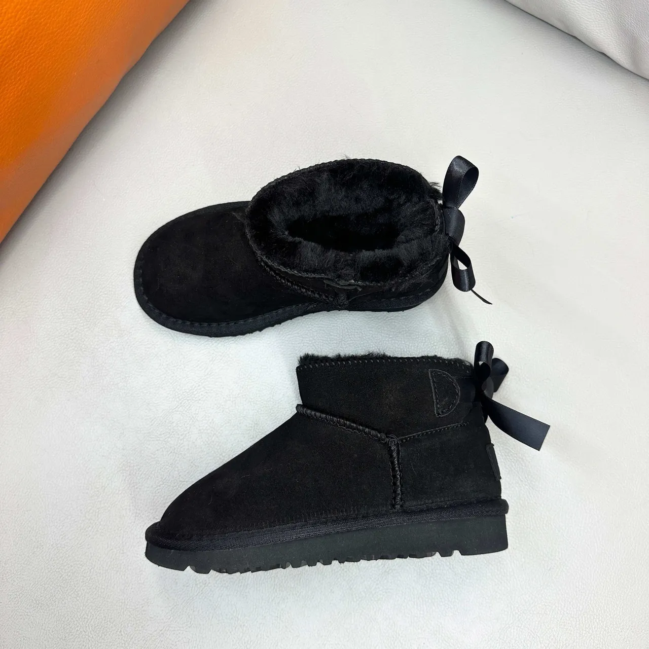 UGG Classic Mini Tan Suede Shearling-Lined Snow Boots