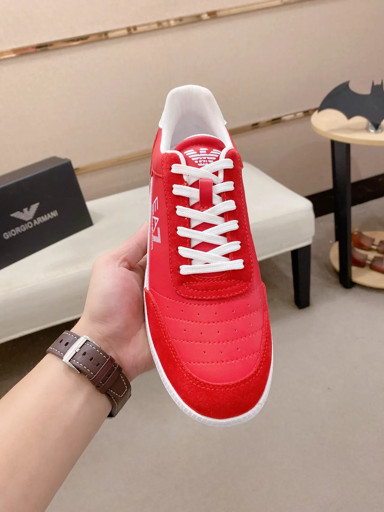 Emporio Armani EA7 Red and White Lifestyle Sneakers