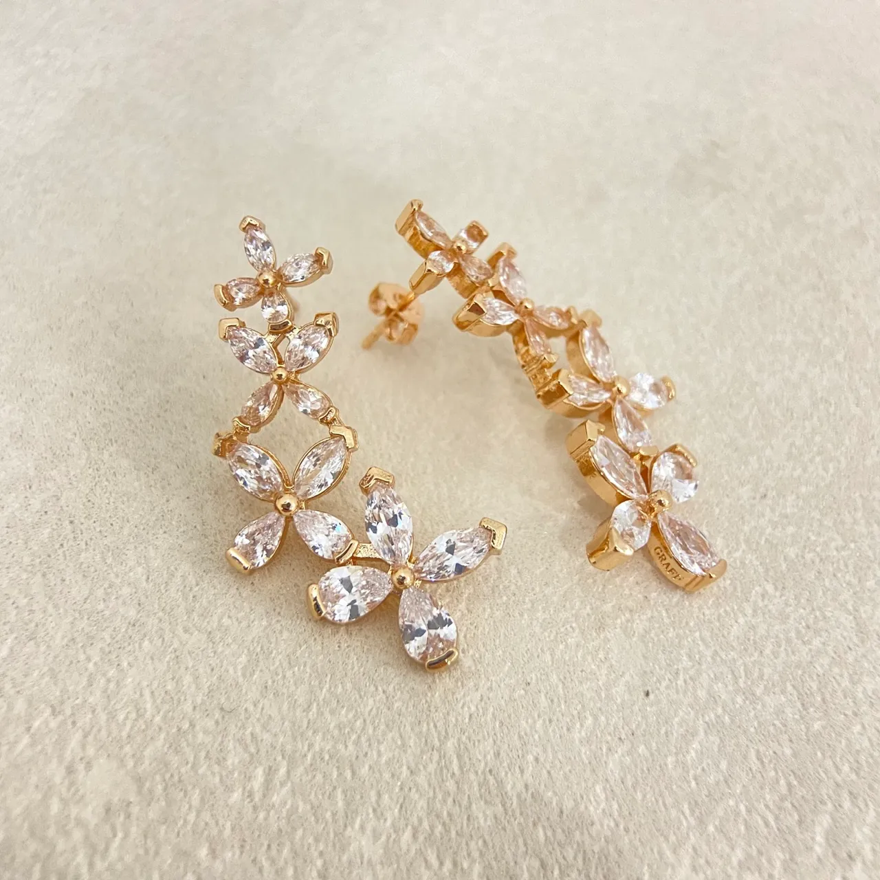 Floral Marquise-Cut Crystal Dangling Earrings