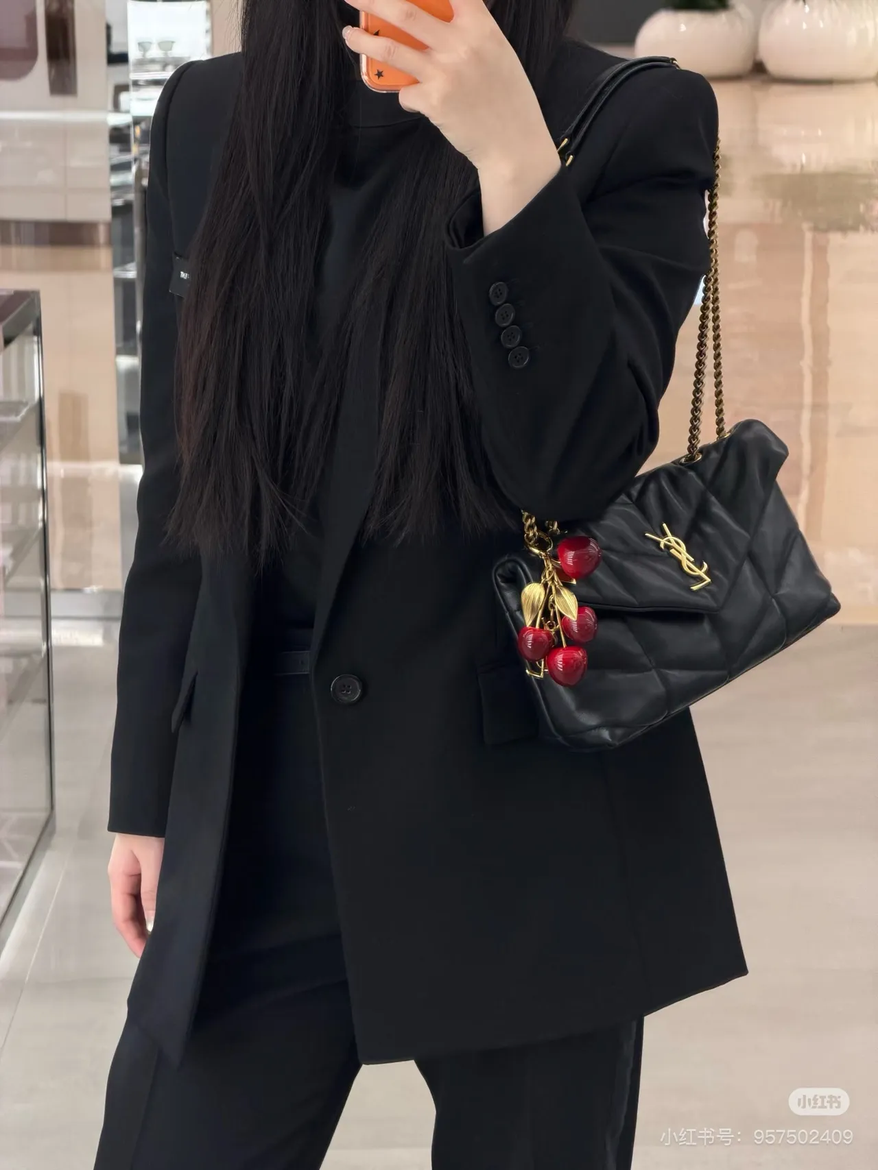 Saint Laurent Cherry Cluster Gold-Tone Resin Brooch
