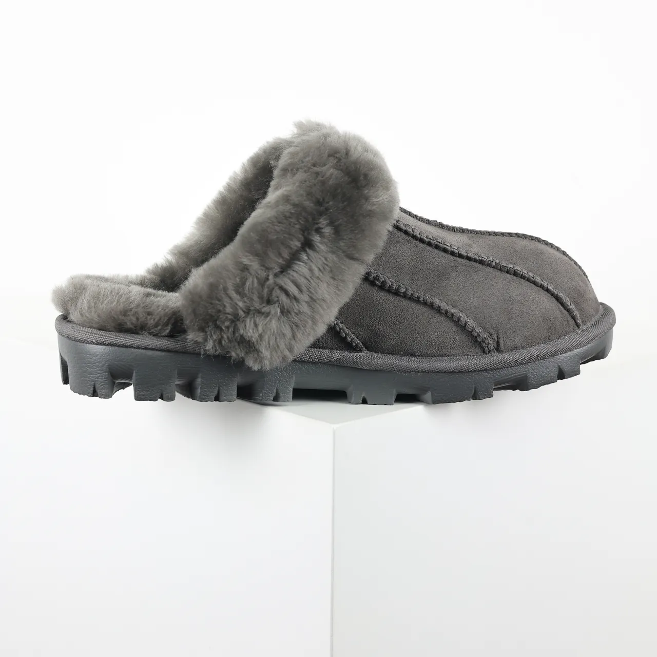UGG Tasman Charcoal Gray Shearling-Lined Slipper