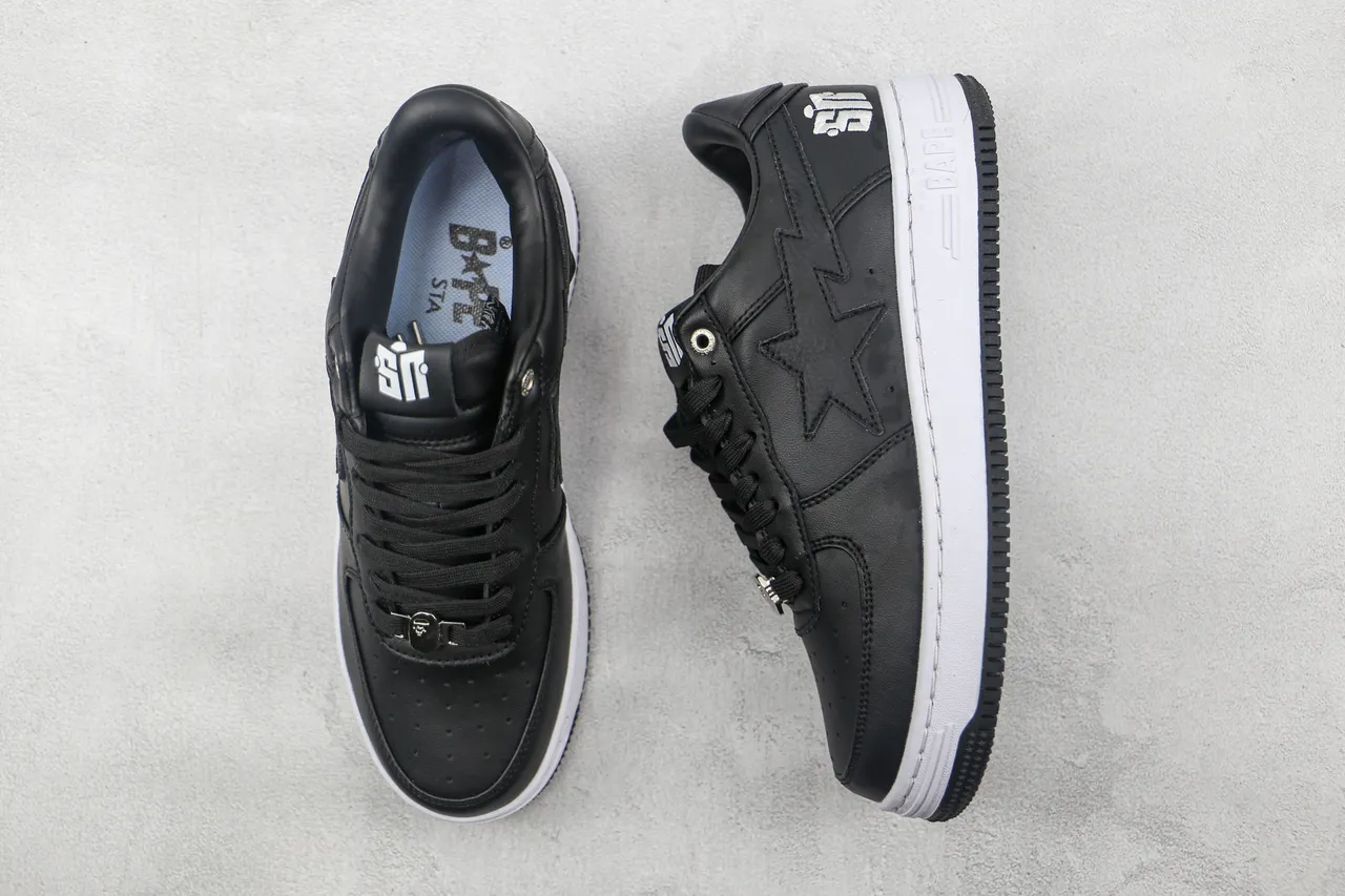 A Bathing Ape BAPE STA Black and White Lifestyle Sneakers