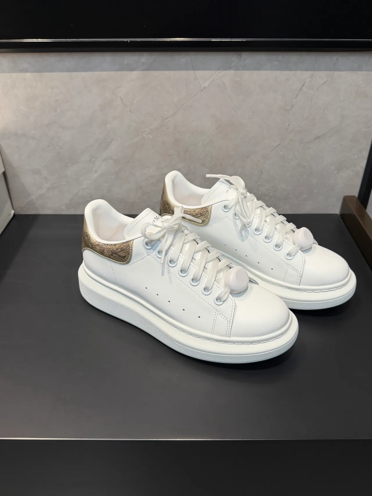 Alexander McQueen Oversized Sneaker White Embroidered Heel Lifestyle Sneakers