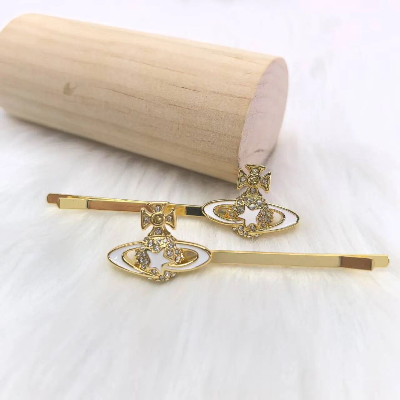 Vivienne Westwood Orb Gold Pink Logo Enamel Detailing Brooch