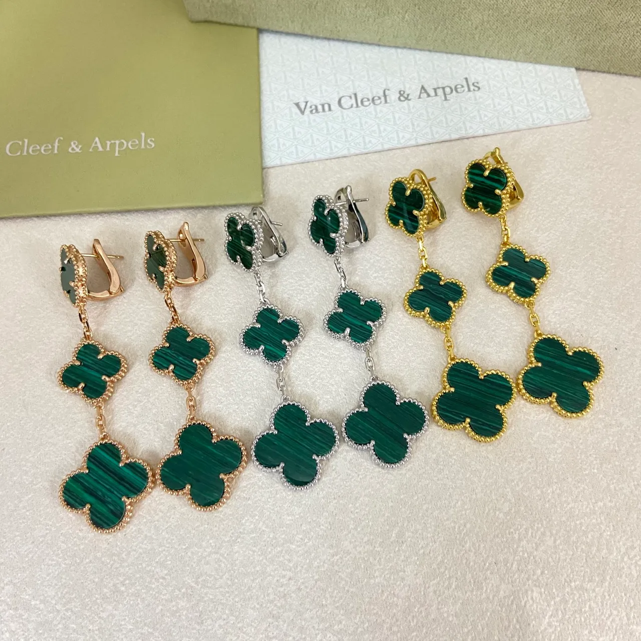 Van Cleef & Arpels Alhambra Four-Leaf Clover Dangling Earrings