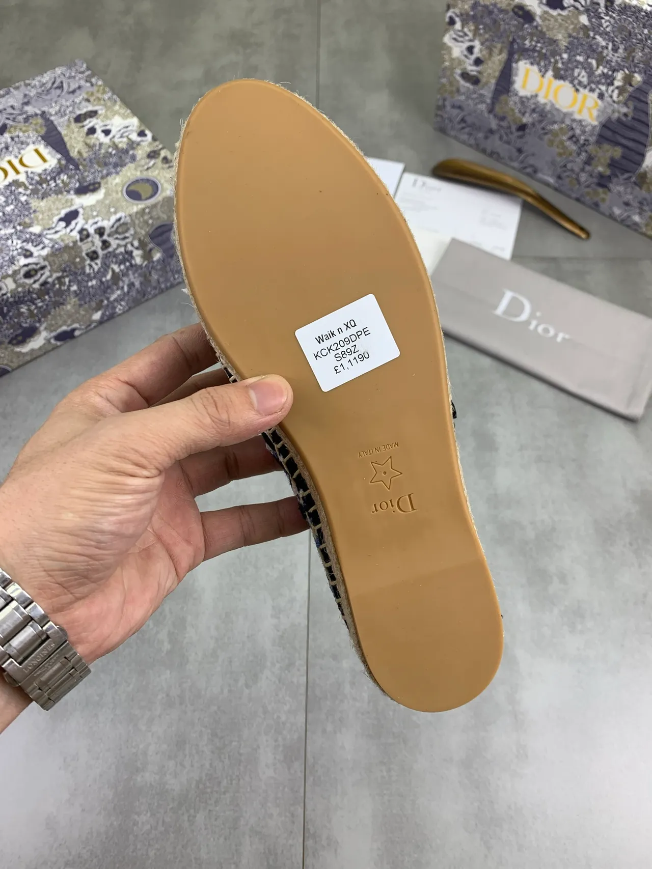 Dior Navy White Woven Tweed Upper Jute Espadrille Sole Boat Shoes