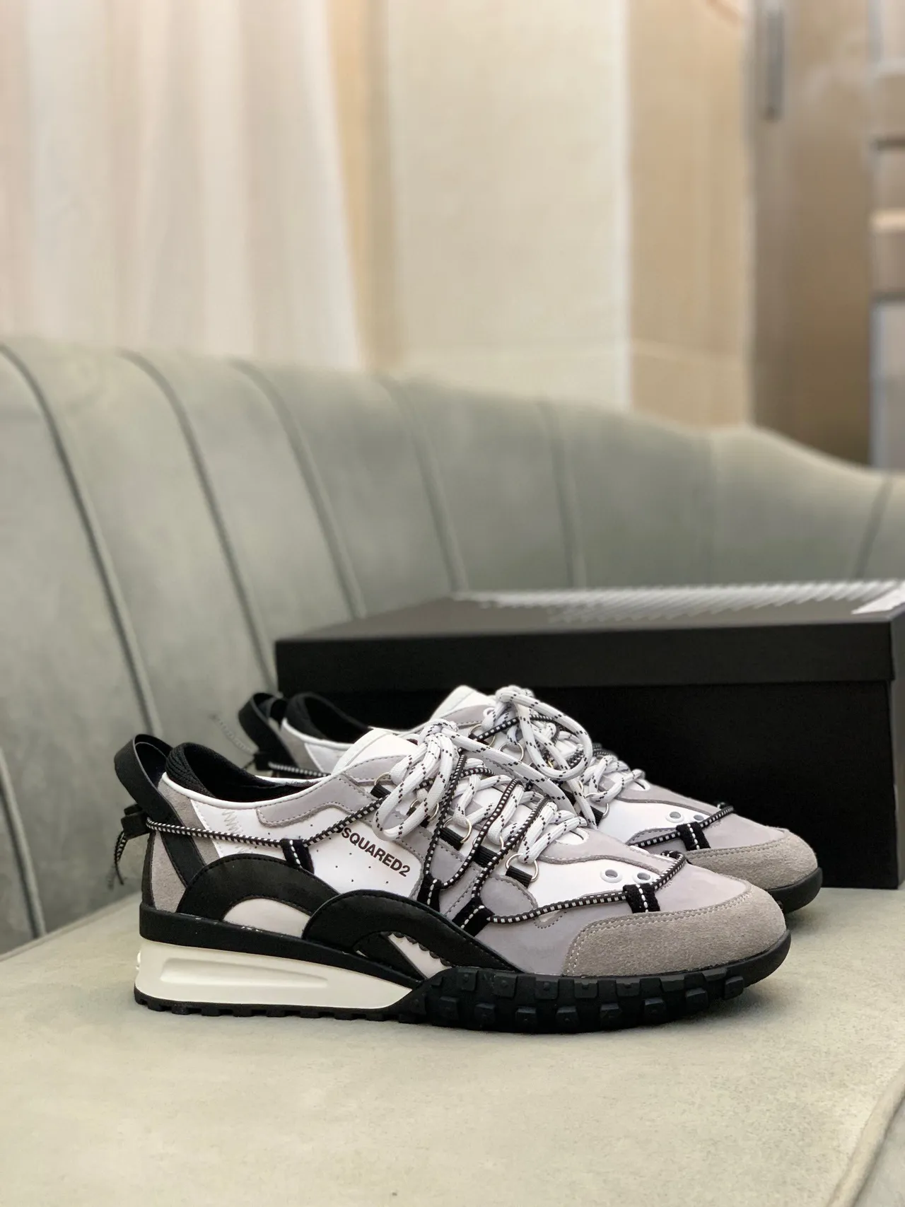 Dsquared2 ICON Multi-Strap Gray White Black Chunky Sneakers