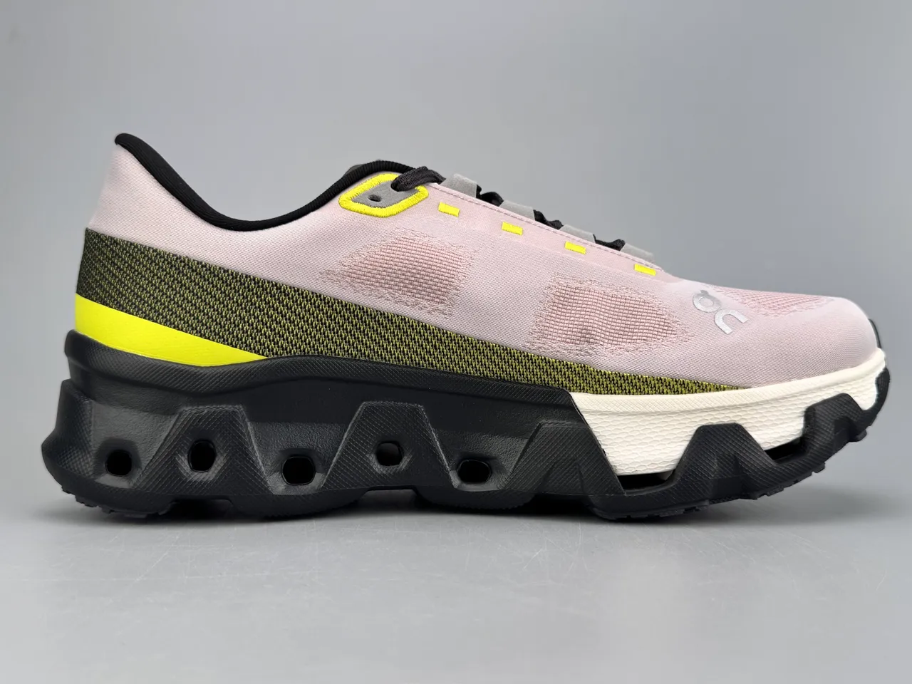 On Running Cloudmonster Pink Yellow Black Running Shoes